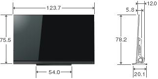 「55V型BM620Xの寸法図」 イメージ