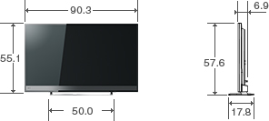 「40V型M510Xの寸法図」 イメージ