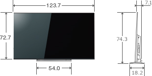「55V型M520Xの寸法図」 イメージ