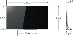 「65V型X910の寸法図」 イメージ
